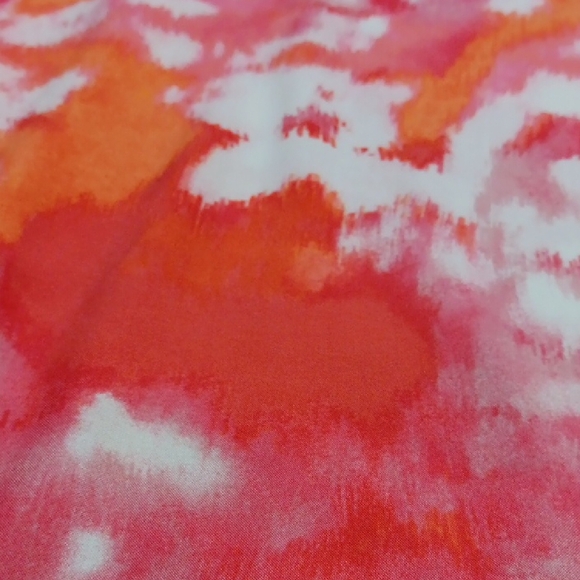 3 X$20 Natori Red and Orange Abstract Shirt Dress V neck Pockets Size M - Picture 12 of 14